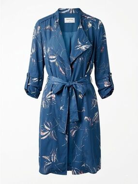 Aritzia Babaton Navy Floral Wrap Dress XS Mini Trench Style